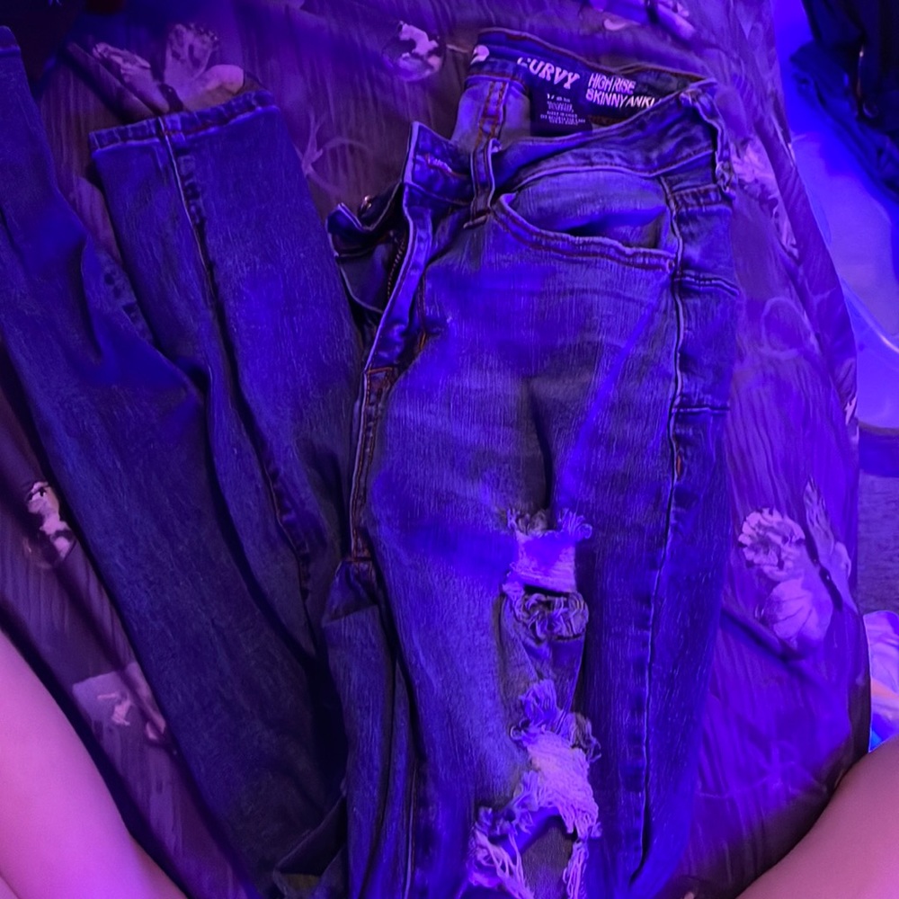 Ripped blue jeans